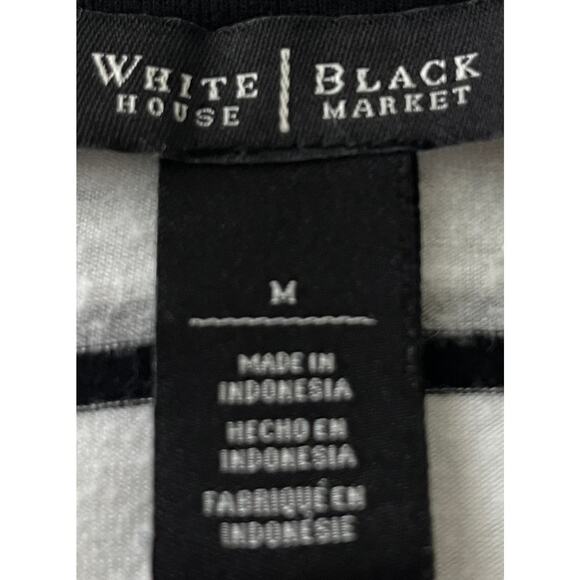 WHBM SHORT SLV, PULL-OVER, CREW NECK, TUNIC TOP, WOMENS, M, WHITE/BLACK STRIPES - Picture 9 of 11